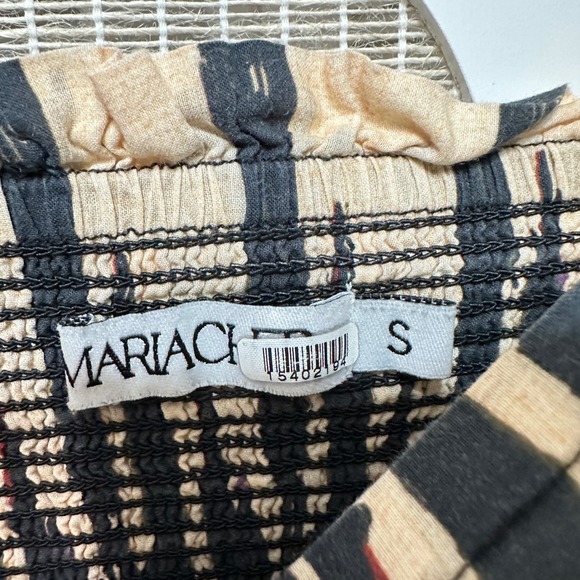 Maria Cher Junin Naibi Midi Dress Womens Size S Boho Batik Puff Sleeve Tribal - Picture 12 of 16